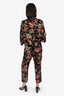 Cara Cara Black/Multicolour Velvet Floral Print Shirt With Pants Set Size XS