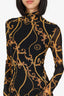 Ganni Black/Gold Baroque Print mesh Top Size 34
