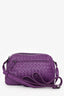 Bottega Veneta Purple Intrecciato Leather Camera Crossbody Bag