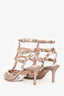 Valentino Bronze Leather Rockstud Cage Kitten Heels Size 36
