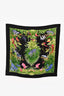 Hermès Black/Green Multicolour Animal Print 'Equateur' Silk Scarf