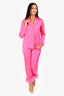 Nadine Merabi Pink Silk Feather Trim Blazer & Pant Set Size XS