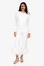 Nadine Merabi White Silk Feather Trip Pants Size XS
