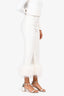 Nadine Merabi White Silk Feather Trip Pants Size XS