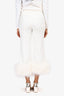 Nadine Merabi White Silk Feather Trip Pants Size XS