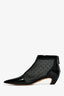 Christian Dior Black Patent Toe Mesh Dot Booties Size 37.5