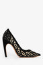 Christian Dior Black Suede Beige Mesh Heels Size 37