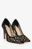 Christian Dior Black Suede Beige Mesh Heels Size 37