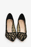 Christian Dior Black Suede Beige Mesh Heels Size 37