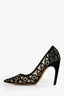 Christian Dior Black Suede Beige Mesh Heels Size 37