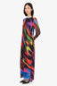 AFRM Black/Multicolour Long Sleeve Printed Maxi Dress Size L