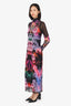 AFRM Black/Multicolour Long Sleeve Rose/Polka Dot Printed Maxi Dress Size L
