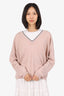 Brunello Cucinelli Pink Cashmere/Silk Beaded Detail Sweater Size S