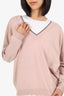 Brunello Cucinelli Pink Cashmere/Silk Beaded Detail Sweater Size S