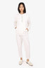 Brunello Cucinelli White Beaded Detail Joggers + Zip Up Hoodie Size XL