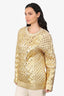 Valentino Gold/Cream Wool Cable Knit Painted Sweater Size XS