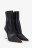 Amina Muaddi Black Leather Acrylic Wedge Pointed Boots Size 40