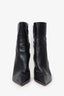 Amina Muaddi Black Leather Acrylic Wedge Pointed Boots Size 40
