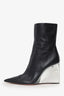 Amina Muaddi Black Leather Acrylic Wedge Pointed Boots Size 40
