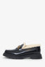 Christian Dior Black Brushed Leather Shearling Dior Code Loafers Size 39