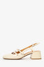 Sézane Cream Patent Leather Slingback Pumps Size 10