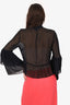 Saks Fifth Avenue Black Silk Sheered Ruffled Sleeve Top Size S