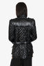 Balmain Black Quilted Padded Belted Coat Size 42
