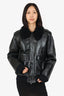 Marc Jacobs Black Leather Shearling Biker Jacket Size M