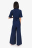 Gucci Navy Blue Wool Utility 'GG' Belted Jumpsuit Size 48