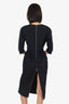 Victoria Beckham Black V-Neck Zip Detail Bodycon Midi Dress Size 12