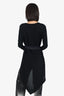 Esteban Cortaza Black Long Sleeve Knit Tie Detail Top Size 40