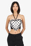 For Love & Lemons Black/White Polka Dot Ruffle Detail Heart Corset Size S