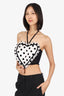 For Love & Lemons Black/White Polka Dot Ruffle Detail Heart Corset Size S