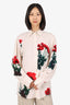 Victoria Beckham White/Red Floral Print Blouse Size 8