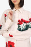 Victoria Beckham White/Red Floral Print Blouse Size 8