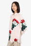 Victoria Beckham White/Red Floral Print Blouse Size 8