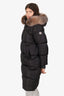 Moncler Black Marrion Faux Fur Long Parka Size 2