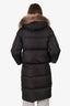 Moncler Black Marrion Faux Fur Long Parka Size 2