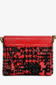 Dolce & Gabbana Red Embossed Leather Tweed Crystal DG Mini Crossbody Bag