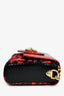 Dolce & Gabbana Red Embossed Leather Tweed Crystal DG Mini Crossbody Bag
