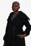 Max Mara Black Wool Long Ruched Detail Zip Up Jacket Size 12