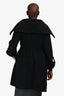 Max Mara Black Wool Long Ruched Detail Zip Up Jacket Size 12