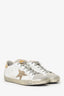 Golden Goose White/Gold Leather Sequin Low Top Sneaker Size 38