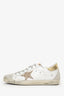 Golden Goose White/Gold Leather Sequin Low Top Sneaker Size 38