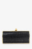 Judith Leiber Black/Gold Crystal Rectangular Clutch on Chain