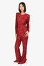 Nadine Merabi Red Sequin Lace Bella Jumpsuit with Belt Size XL