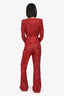 Nadine Merabi Red Sequin Lace Bella Jumpsuit with Belt Size XL