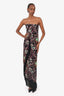 Chiara Boni Black/Multicolor Floral Print Tassel Strapless Maxi Dress Size 44