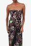 Chiara Boni Black/Multicolor Floral Print Tassel Strapless Maxi Dress Size 44