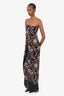 Chiara Boni Black/Multicolor Floral Print Tassel Strapless Maxi Dress Size 44